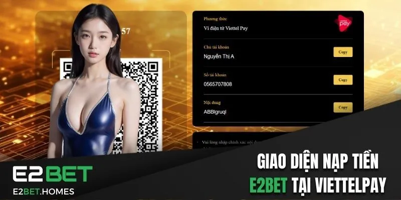 Giao diện nạp tiền E2bet tại ViettelPay